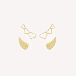 BRINCO EAR CUFF 3 CORAÇÕES VAZADOS