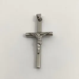PINGENTE AÇO INOX PRATEADO TEXTURA E JESUS G