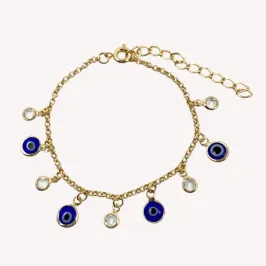PULSEIRA OLHO GREGO COM PEDRA DE VIDRO
