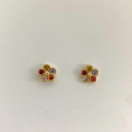 BRINCO FLOR ZIRCONIAS COLORIDAS
