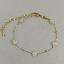 PULSEIRA TREVO MADRE PEROLA E BOLINHA