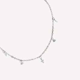 CHOKER CADEADO CRUZ E CORAÇÃO DE ZIRCONIA