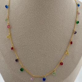 CHOKER GRUME COM PEDRAS COLORIDAS