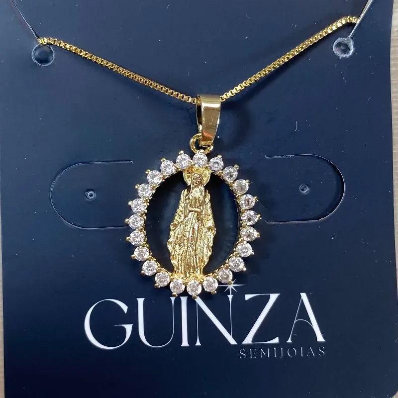 COLAR NOSSA SENHORA DA GRAÇA ZIRCONIA CRISTAL