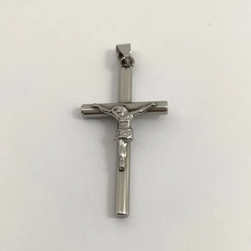 PINGENTE AÇO INOX PRATEADO TEXTURA E JESUS G