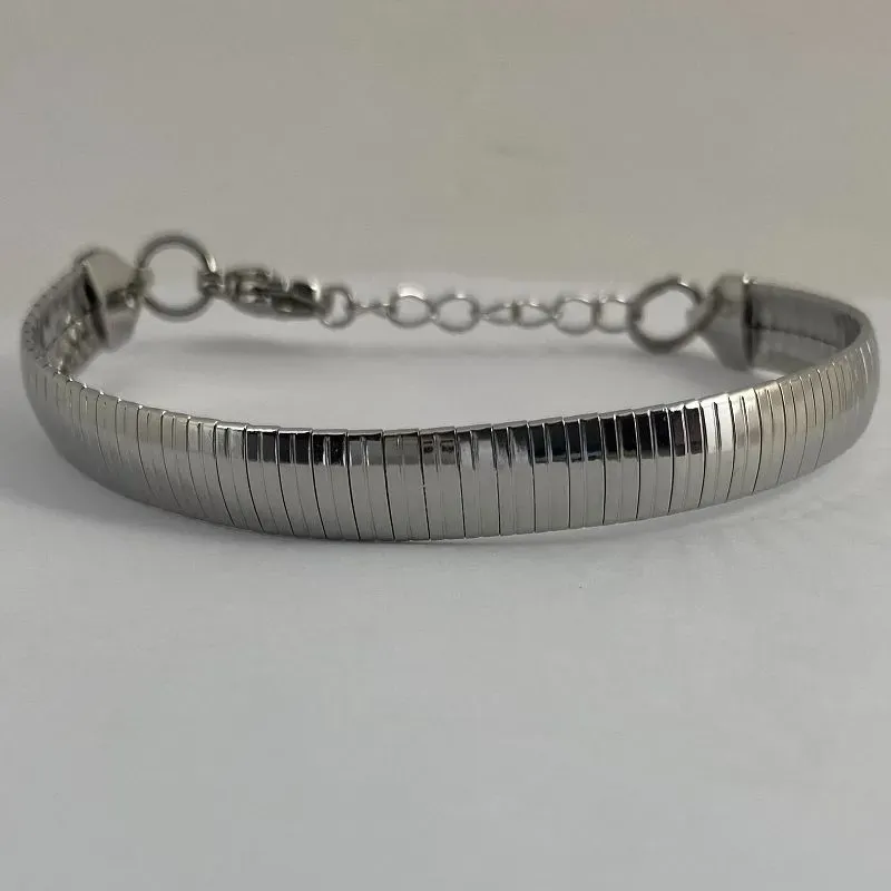 PULSEIRA AÇO INOX PRATEADA SNAKE 8.0/22CM