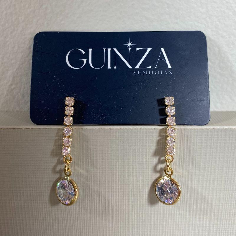 BRINCO ZIRCONIAS CRISTAL COM PONTO DE LUZ