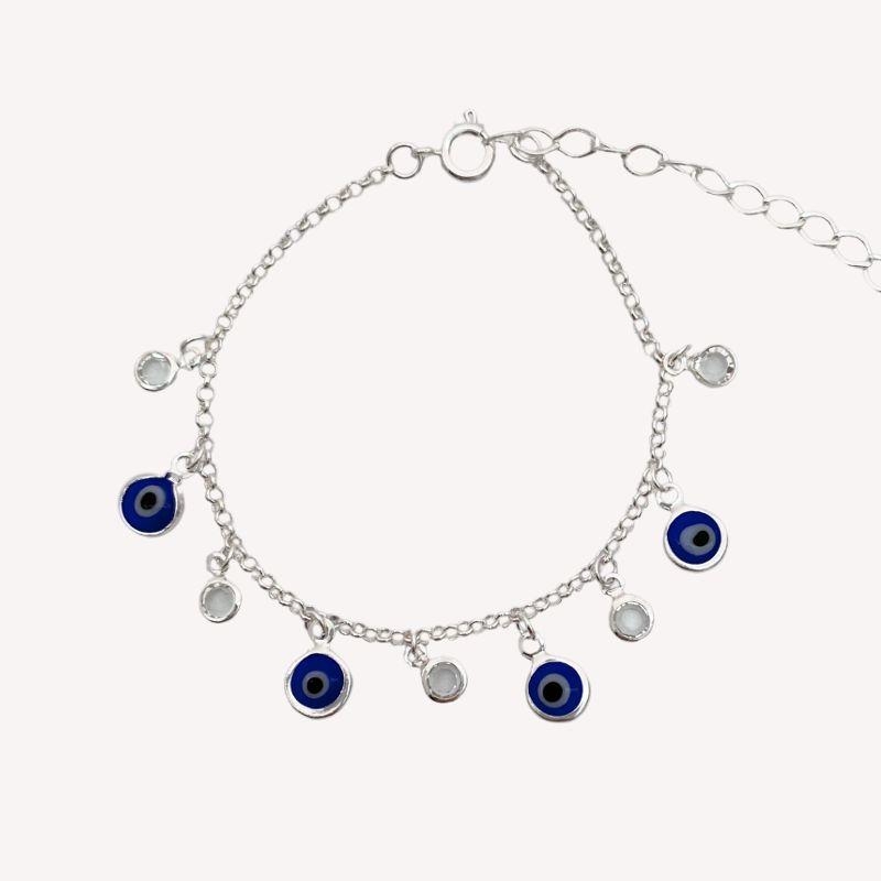PULSEIRA OLHO GREGO COM PEDRA DE VIDRO