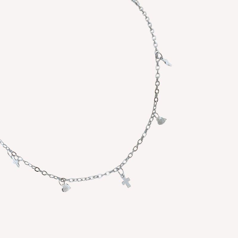 CHOKER CADEADO CRUZ E CORAÇÃO DE ZIRCONIA