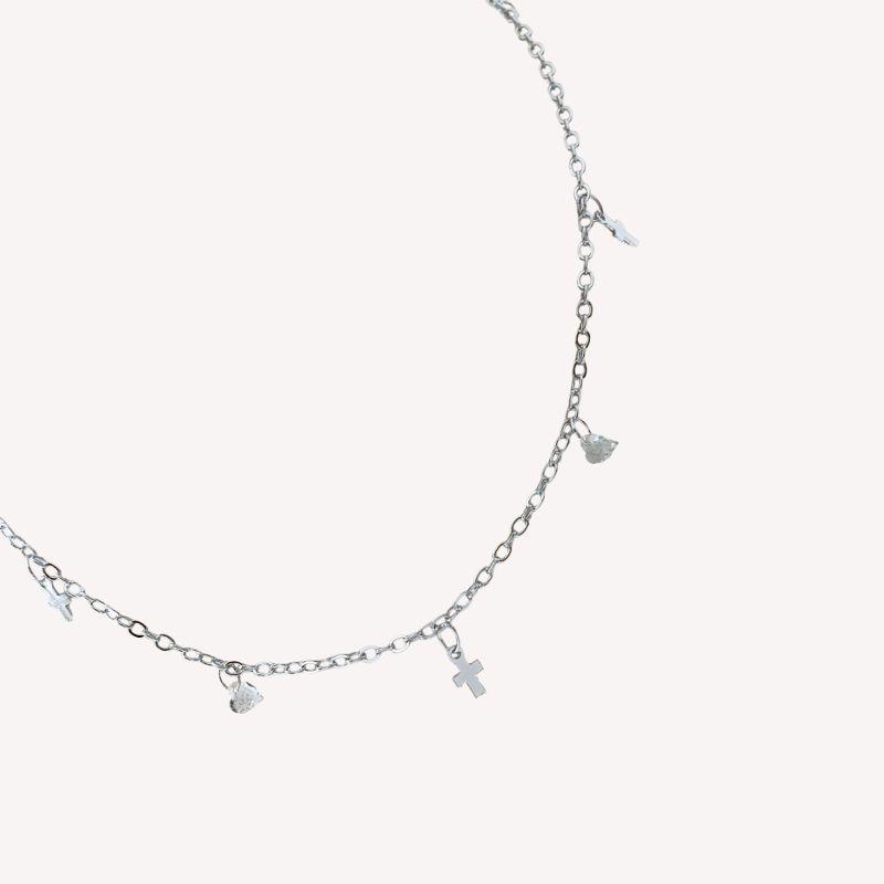 CHOKER CADEADO CRUZ E CORAÇÃO DE ZIRCONIA